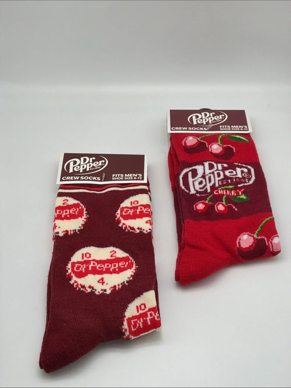 New Dr Pepper Crew Socks Men’s 6–12 Unisex Red Cherry Soda Socks with Tags